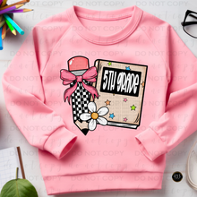 Load image into Gallery viewer, Pencil Checkered Bow Personalized DTF Transfer