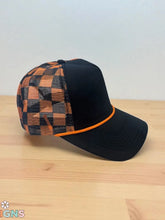 Load image into Gallery viewer, Black & Orange Checkered Blank Foam Hat