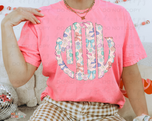 Load image into Gallery viewer, Floral Bow Monogram DTF Transfer