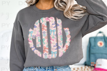 Load image into Gallery viewer, Floral Bow Monogram DTF Transfer
