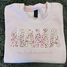 Load image into Gallery viewer, Custom Floral Title w/ Names- Applique Embroidered Sweatshirt
