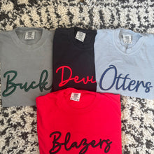 Load image into Gallery viewer, Custom Puff Mascot Embroidered Comfort Colors T-Shirt