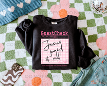 Load image into Gallery viewer, Jesus Paid It All Guest Check DTF Transfer