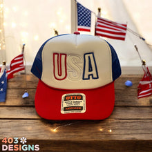 Load image into Gallery viewer, USA Embroidered Trucker Hat
