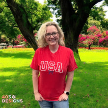 Load image into Gallery viewer, USA Bow- Comfort Colors Embroidered T-Shirt