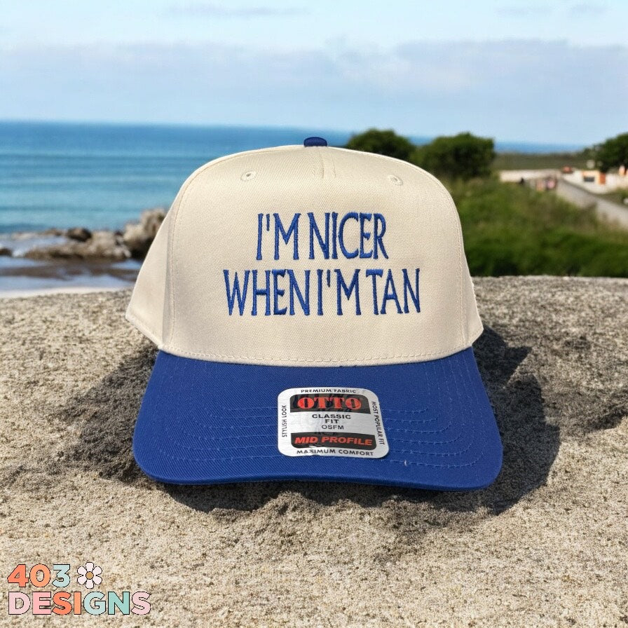 NEON ORANGE TRUCKER HAT I'M NICER WHEN I'M TAN main image 0