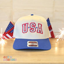 Load image into Gallery viewer, USA Outline Embroidered Trucker Hat