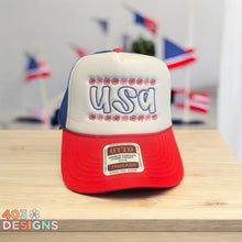 Load image into Gallery viewer, USA With Flowers Embroidered Foam Trucker Hat