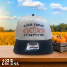 Load image into Gallery viewer, Farm Fresh Pumpkins Embroidered Trucker Hat