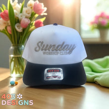 Load image into Gallery viewer, Sunday Worship Club Embroidered Trucker Hat
