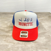 Load image into Gallery viewer, Red White & Brunette Embroidered Trucker Hat
