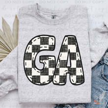 Load image into Gallery viewer, Bubble Stitched Checkered State DTF Transfer