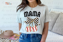 Load image into Gallery viewer, Checkered Bow Baseball Title/Name DTF Transfer