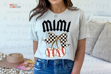 Load image into Gallery viewer, Checkered Bow Baseball Title/Name DTF Transfer