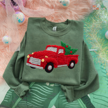 Load image into Gallery viewer, Pink or Red- Christmas Truck Yarn DTF Transfer