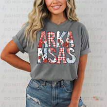 Load image into Gallery viewer, Doodle Gingham Patriotic Personalized DTF Transfer