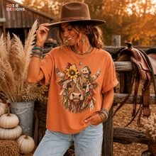 Load image into Gallery viewer, Fall Sunflower Highland DTF Transfer