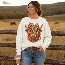 Load image into Gallery viewer, Fall Sunflower Highland DTF Transfer