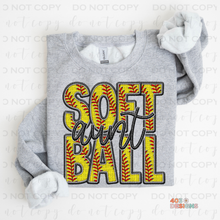 Load image into Gallery viewer, Faux Softball Personalized DTF Transfer