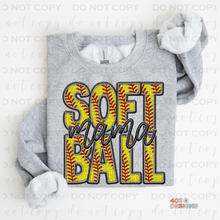 Load image into Gallery viewer, Faux Softball Personalized DTF Transfer