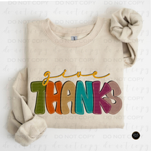 Load image into Gallery viewer, Give Thanks DTF Transfer