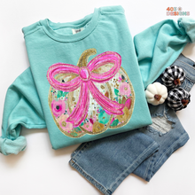 Load image into Gallery viewer, Glitter Floral Pumpkin DTF Transfer