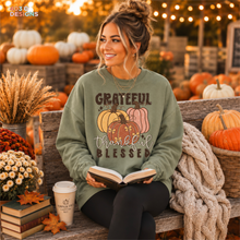 Load image into Gallery viewer, Grateful Thankful Blessed Pumpkin Trio DTF Transfer
