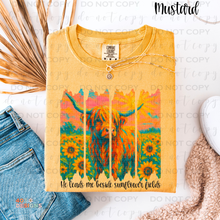 Load image into Gallery viewer, He Leads Me Sunflower Fields DTF Transfer