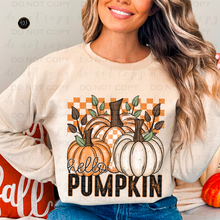 Load image into Gallery viewer, Hello Pumpkin Checkered DTF Transfer
