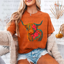 Load image into Gallery viewer, Highland Cow Floral DTF Transfer