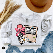 Load image into Gallery viewer, Pencil Checkered Bow Personalized DTF Transfer