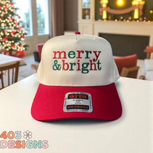 Load image into Gallery viewer, Merry & Bright Embroidered Trucker Hat