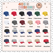Load image into Gallery viewer, Red White & Brunette Embroidered Trucker Hat