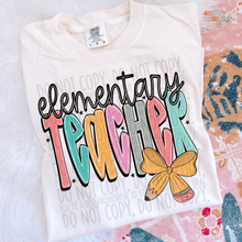 Load image into Gallery viewer, Pencil Bow Teacher DTF Transfer