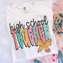 Load image into Gallery viewer, Pencil Bow Teacher DTF Transfer