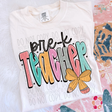 Load image into Gallery viewer, Pencil Bow Teacher DTF Transfer