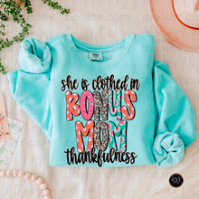 Load image into Gallery viewer, She Is Clothed In Thankfulness DTF Transfer