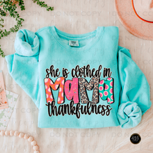 Load image into Gallery viewer, She Is Clothed In Thankfulness DTF Transfer