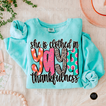 Load image into Gallery viewer, She Is Clothed In Thankfulness DTF Transfer