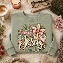 Load image into Gallery viewer, She Loves Jesus I Can Tell DTF Transfer