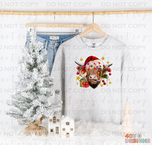 Load image into Gallery viewer, Christmas Highland Cow Crewneck Sweatshirt
