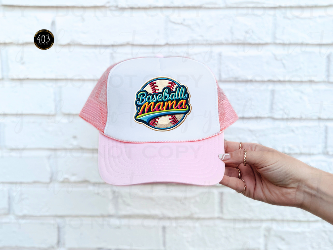Baseball Mama Faux Embroidery DTF Transfer
