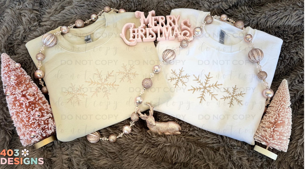 Embroidered Snowflakes Crew Neck Sweatshirt (wholesale - please read description)