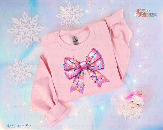 Pink Christmas Bow Crewneck Sweatshirt