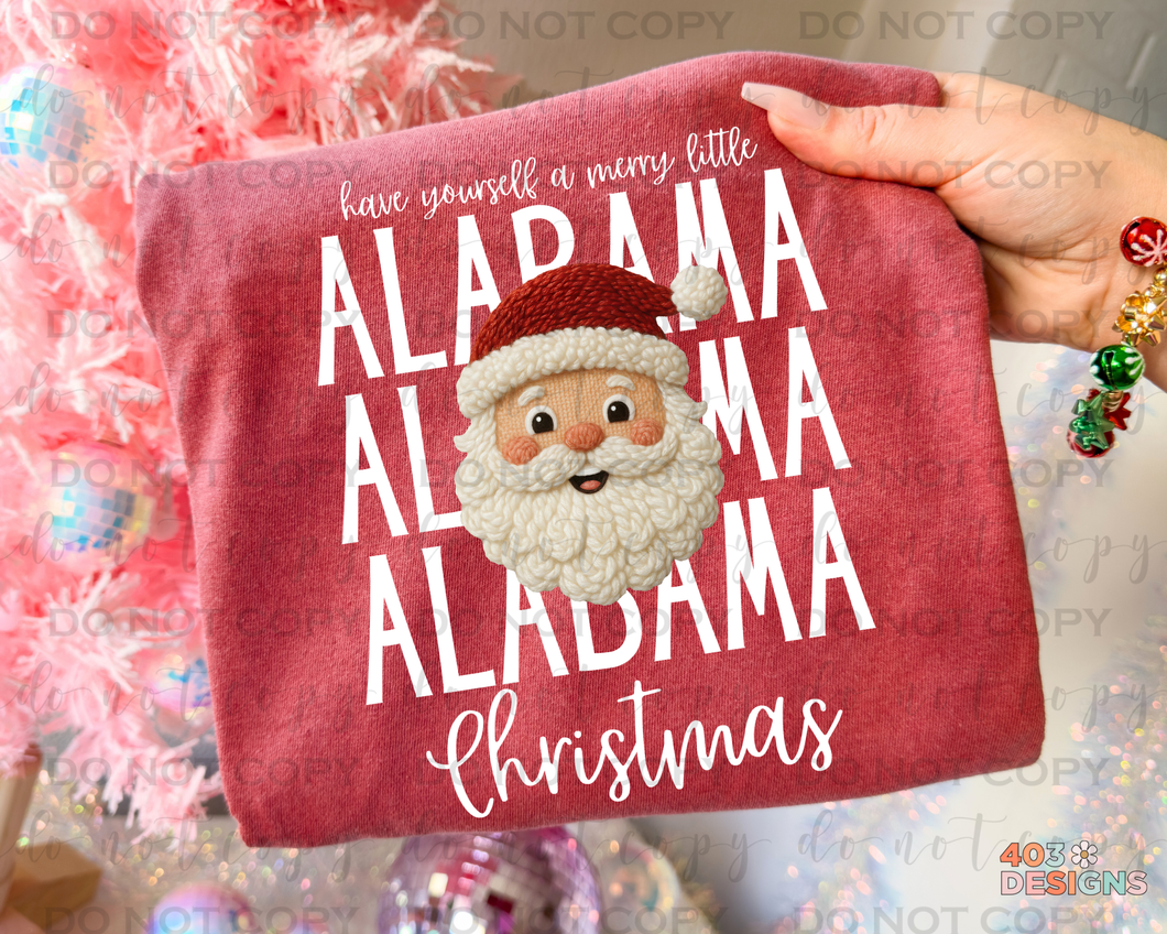 Santa Faux Yarn Christmas States DTF Transfer