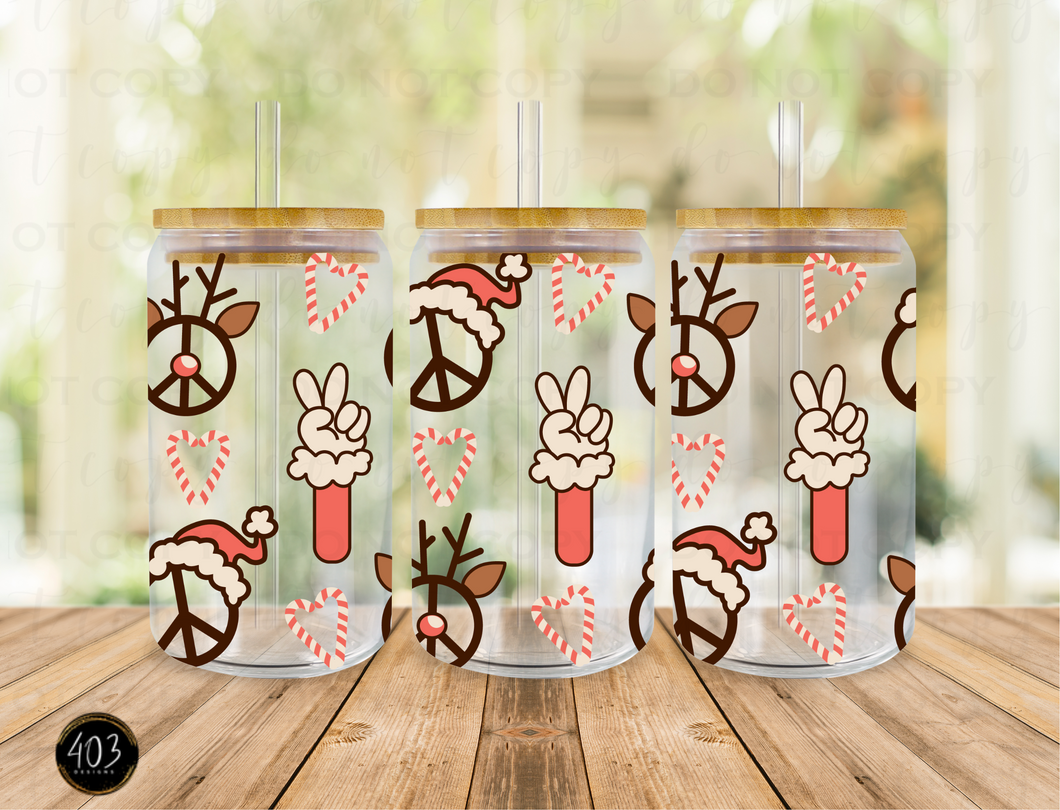 Groovy Christmas Libby Glass Can UV DTF Transfer
