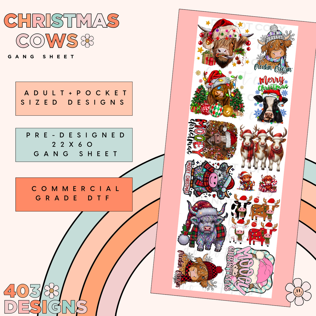 Christmas Cows Pre-Made Gang Sheet