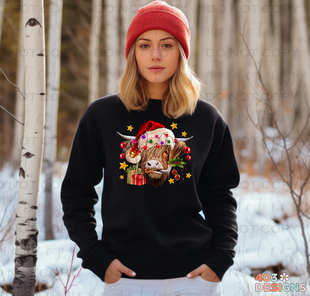 Christmas Highland Cow Completed Sweatshirt