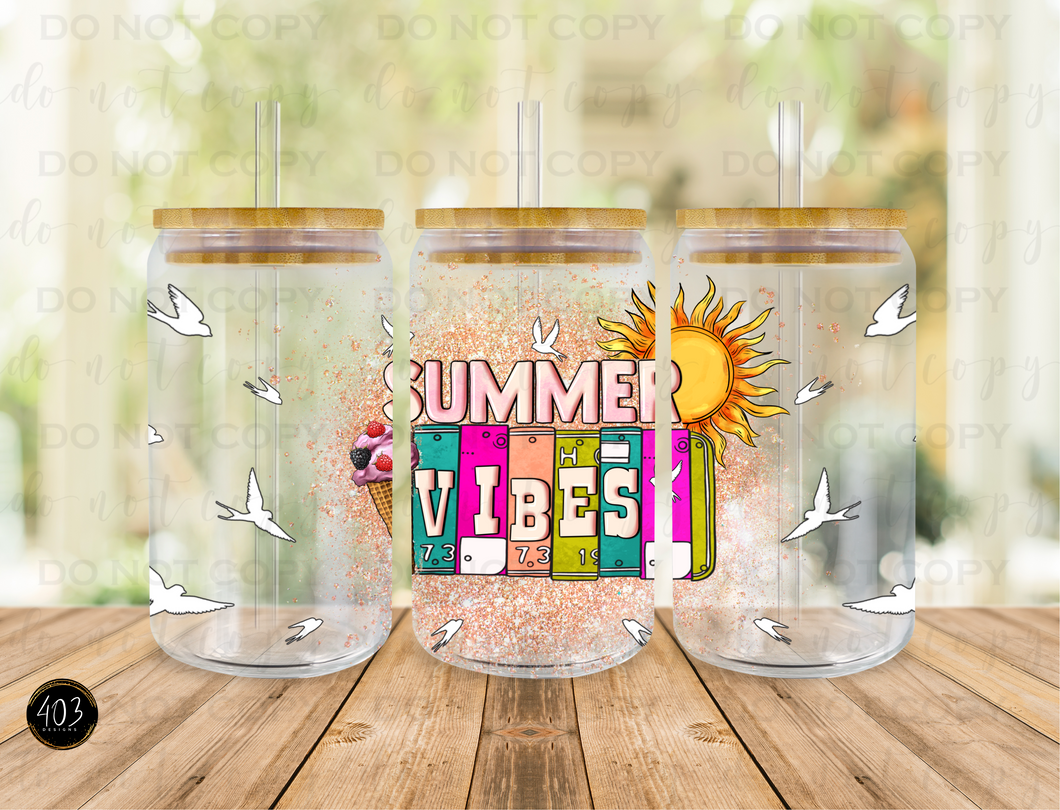 Summer Vibes Libby Glass Can UV DTF Transfer