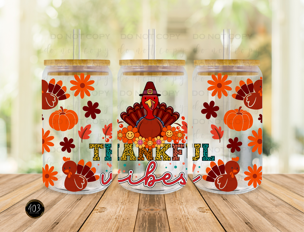 Thankful Vibes- Libby Glass Can UV DTF Transfer